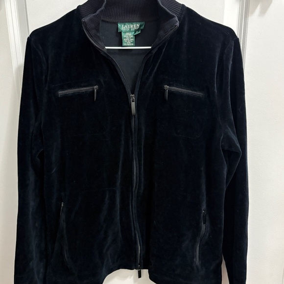 Lauren Ralph Lauren Jackets & Blazers - Lauren Ralph Lauren Velour Black/Dark Blue Jacket Size M